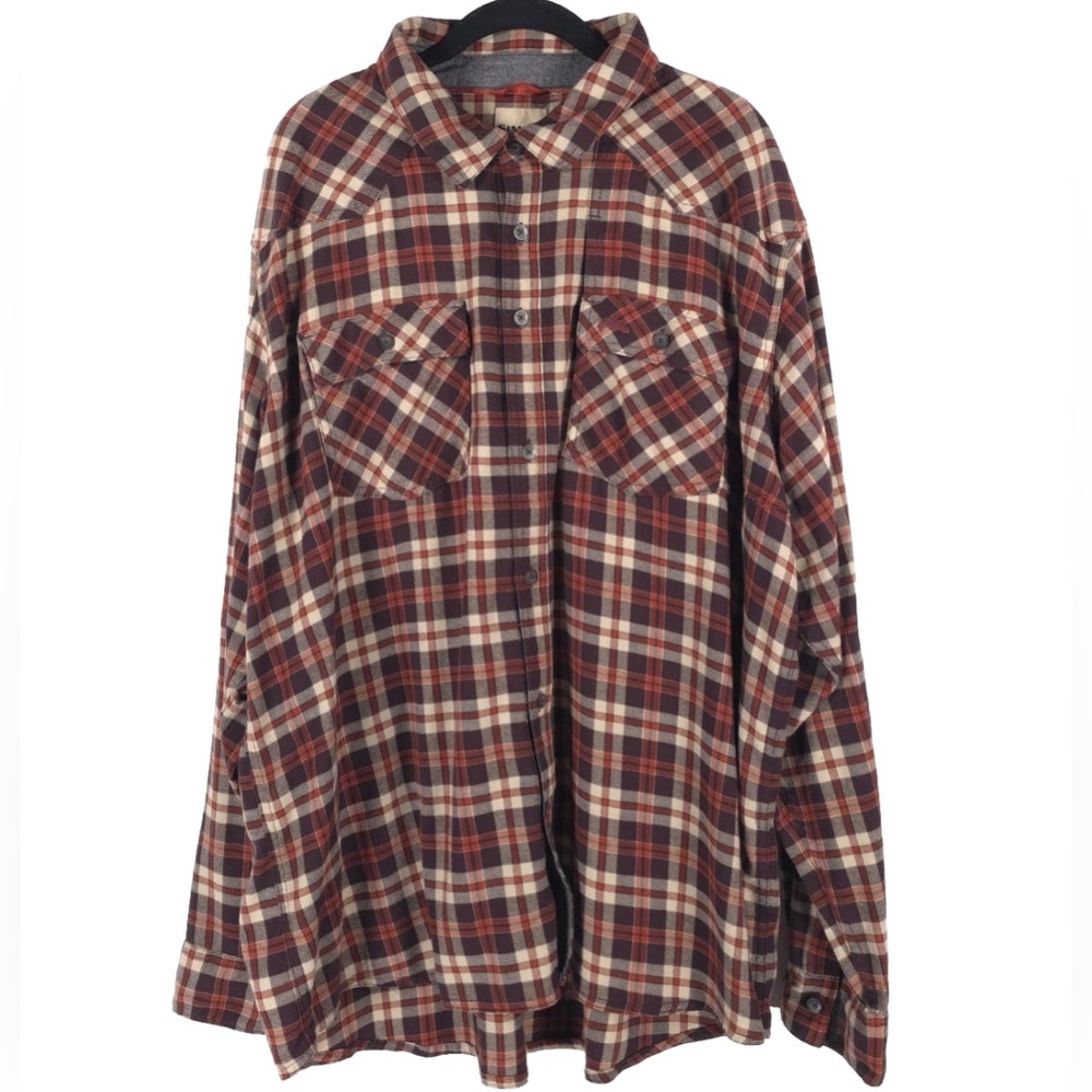 SIMMS ORGANIC COTTON Blend Plaid Long Sleeve Pockets Flannel Button up Shirt XXL